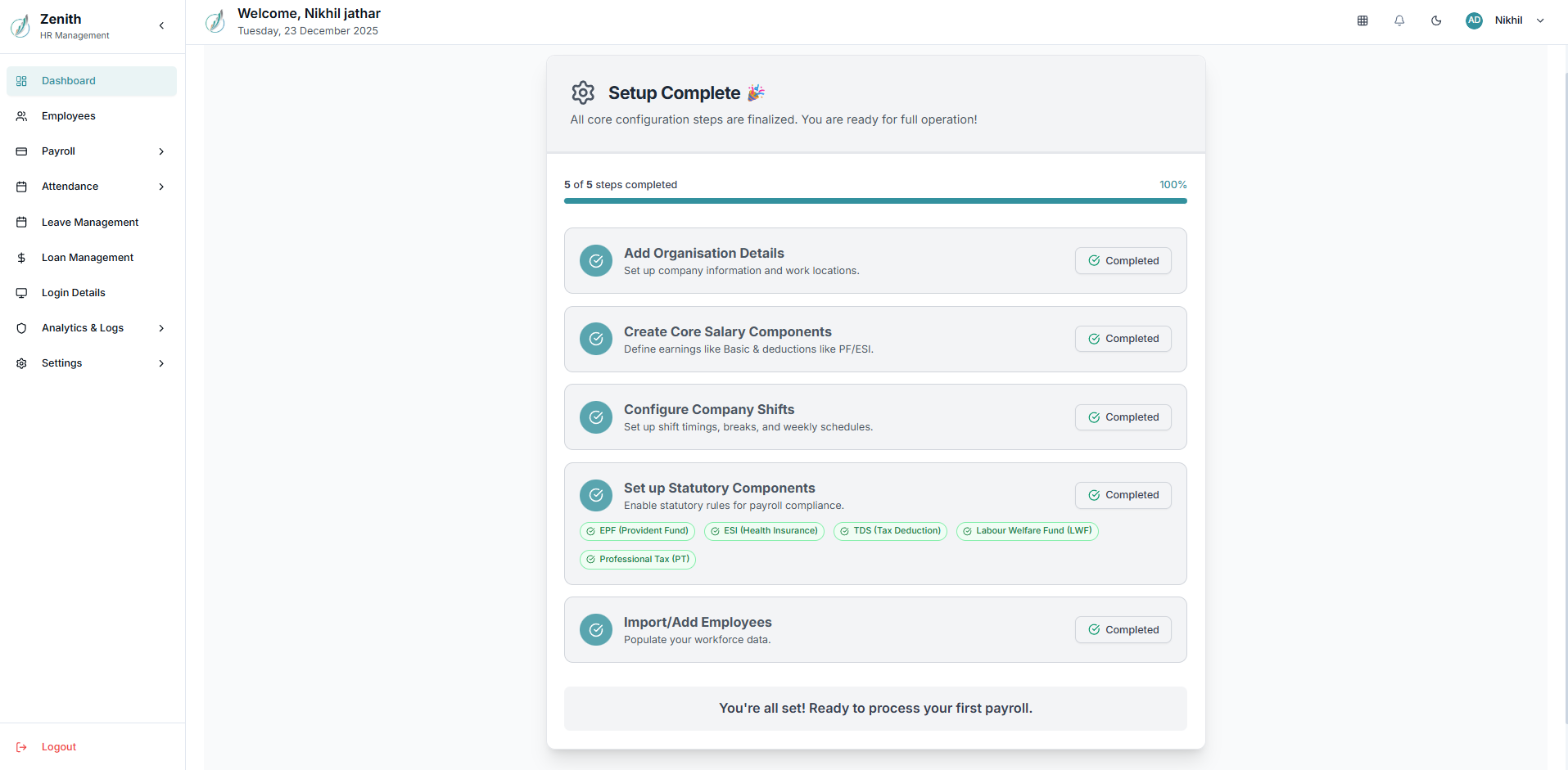 Zenith employee onboarding