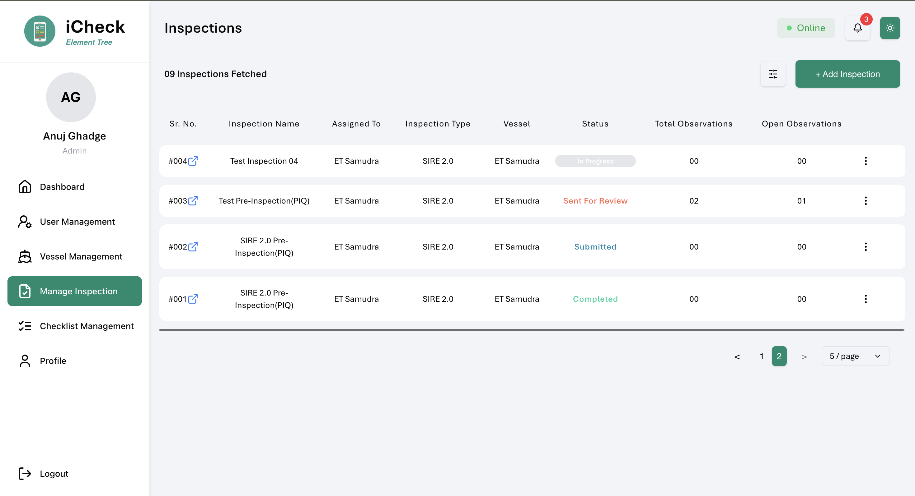 iCheck manage inspections