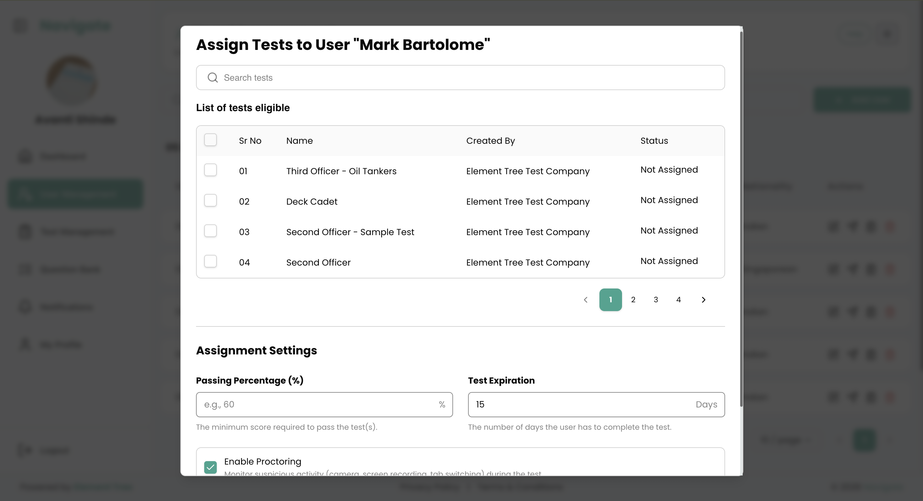 Navigate assignment view